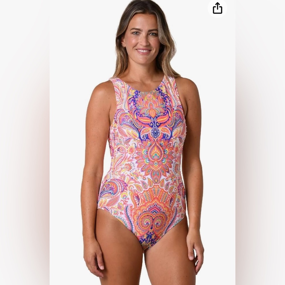 JANTZEN Beautiful Bazaar High Neck One-Piece Size 10 New